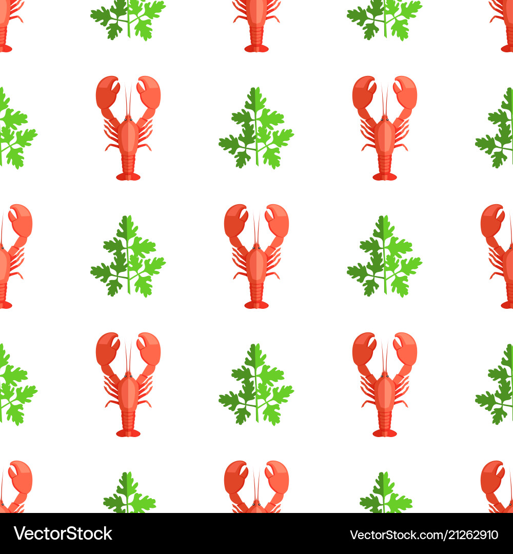 Cryafish and parsley pattern Cryafish and parsley pattern vector image
