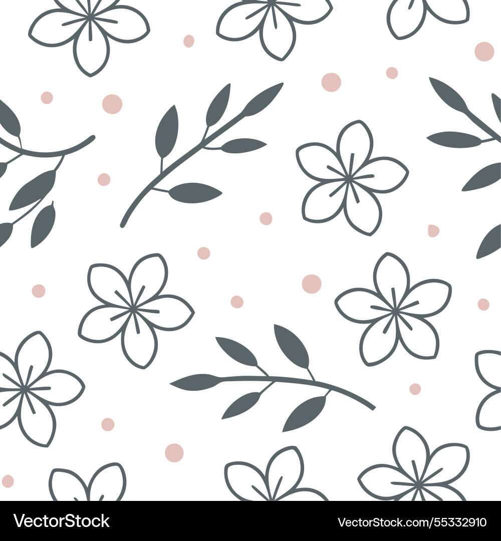 Delicate spring nature seamless pattern with soft Delicate spring nature seamless pattern with soft Vector Image
