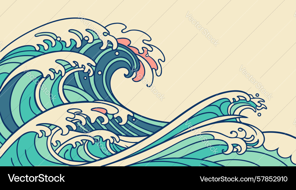 Dynamic ocean waves abstract art design Vector Image