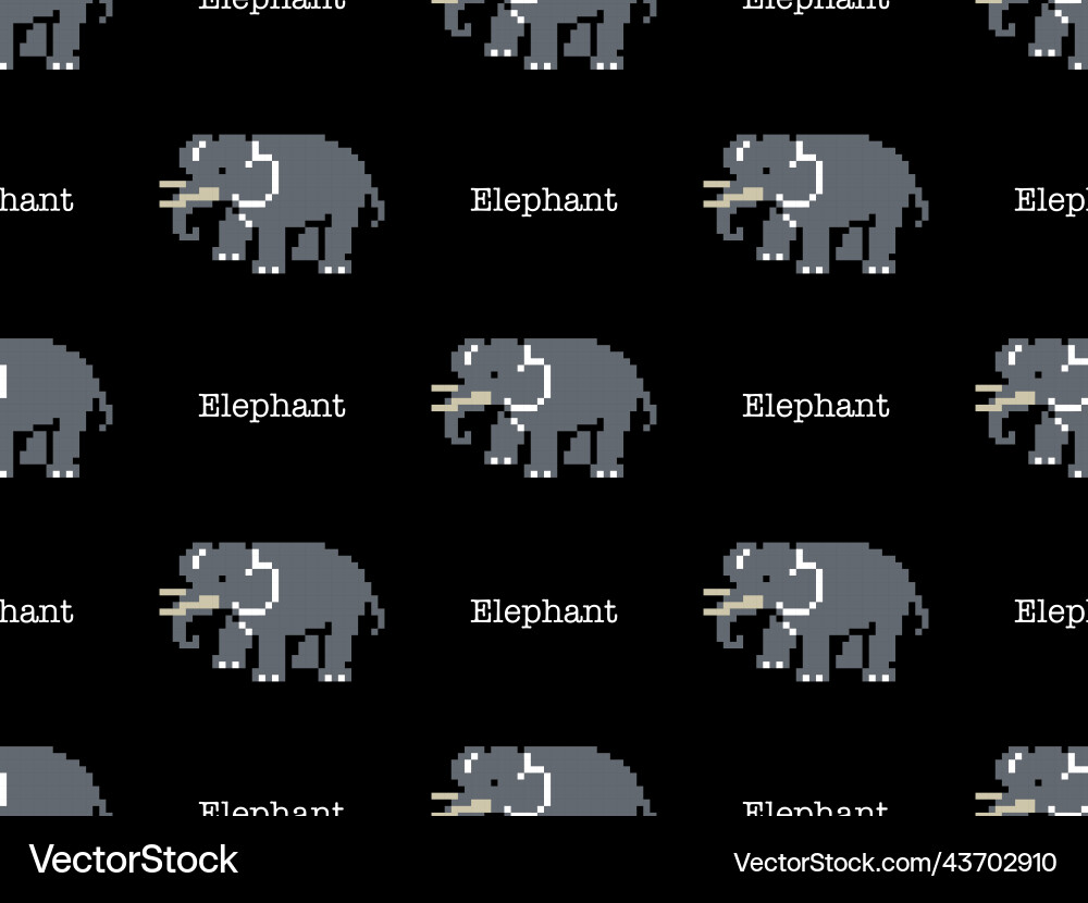 Elephant cartoon character seamless pattern vector image