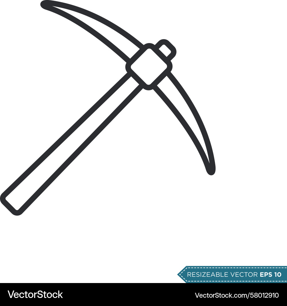 Flat Pickaxe Icon - Mining Tool Vector Image