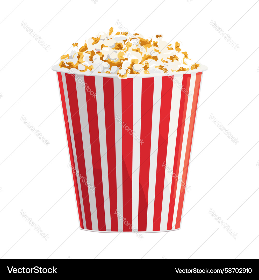Fresh Popcorn in Striped Container Vector Image