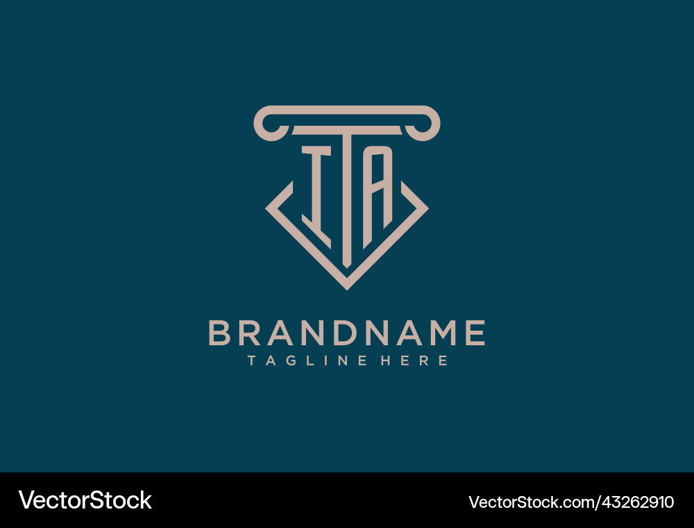 Ia initial with pillar icon design clean Vector Image