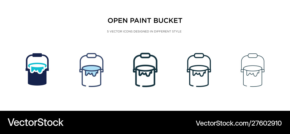 Open paint bucket icon in different style two Open paint bucket icon in different style two Vector Image