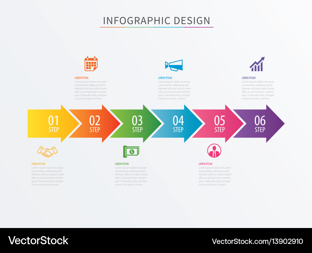 Process Step Number 6 Chart Template vector image