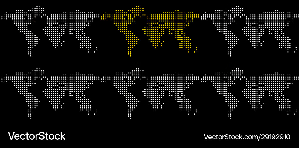 Set abstract world maps with glowing dots Set abstract world maps with glowing dots Vector Image