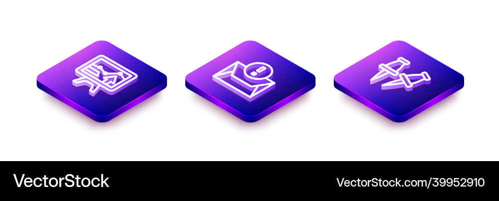 Set isometric line monitor with graph chart Set isometric line monitor with graph chart vector image