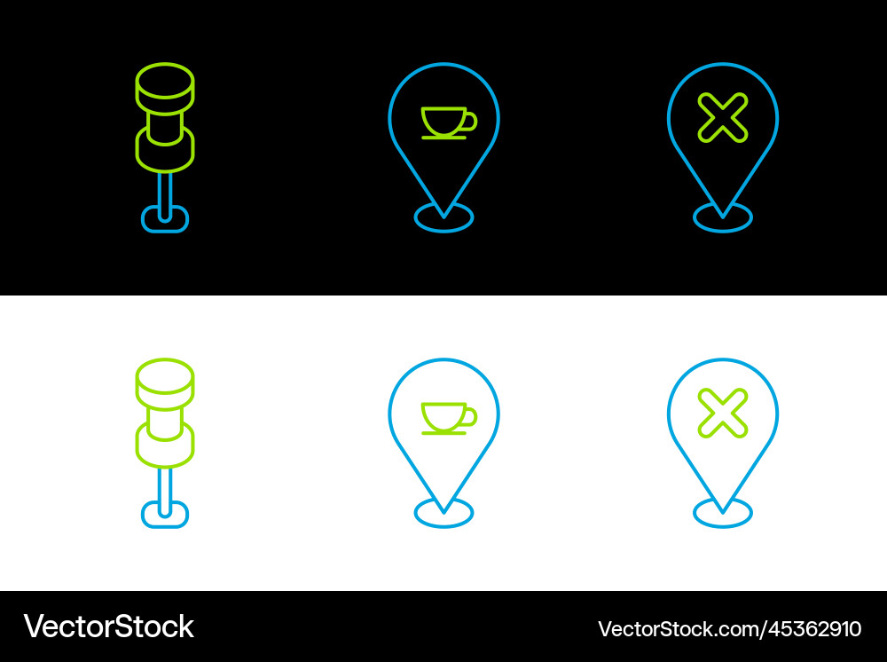 Set line location with cross mark push pin Set line location with cross mark push pin vector image