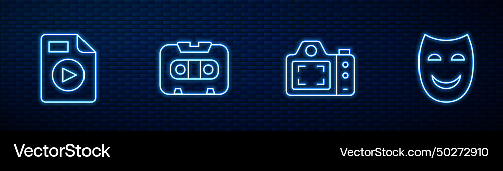 Set line photo camera avi file document retro Set line photo camera avi file document retro vector image