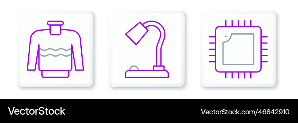 Set line processor with cpu sweater and table Vector Image