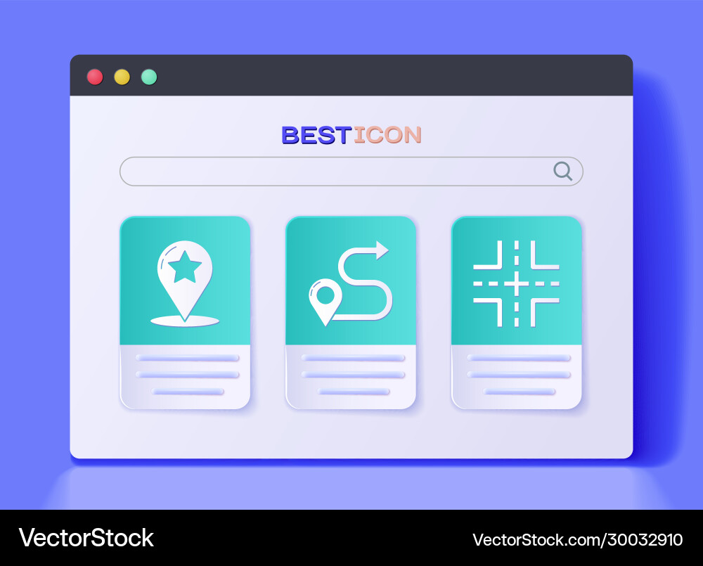 Set route location map pointer with star and road Set route location map pointer with star and road vector image