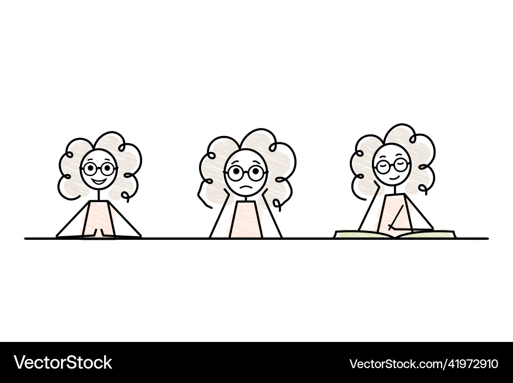Simple sketch girl character as a different types Vector Image