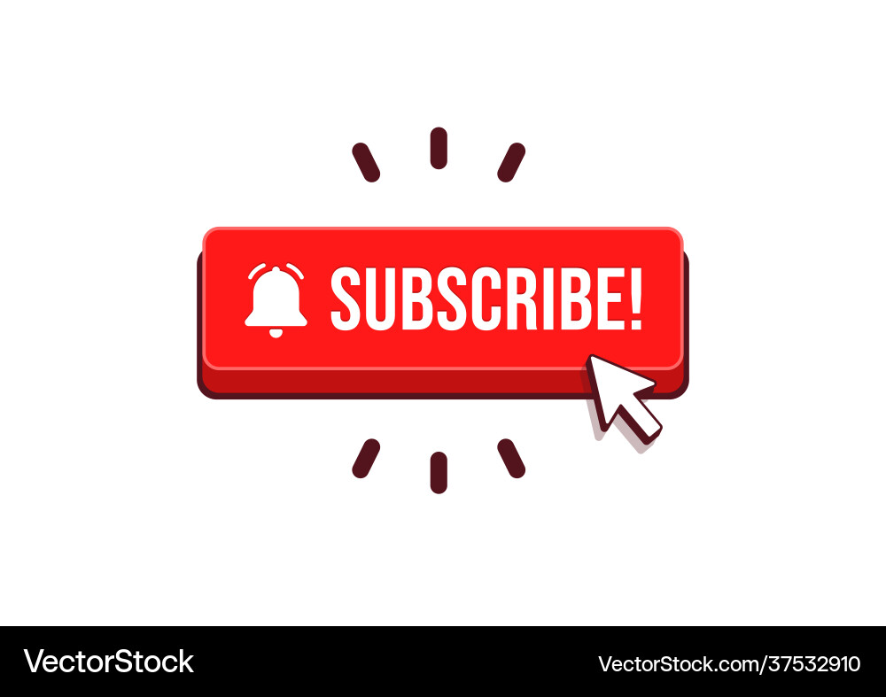 Subscribe button with arrow cursor and shadow Subscribe button with arrow cursor and shadow vector image