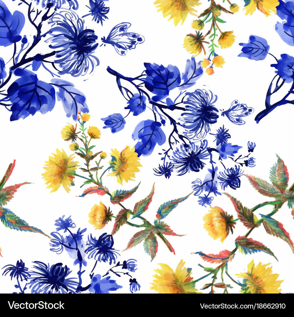 Watercolor Floral Pattern Vector Image