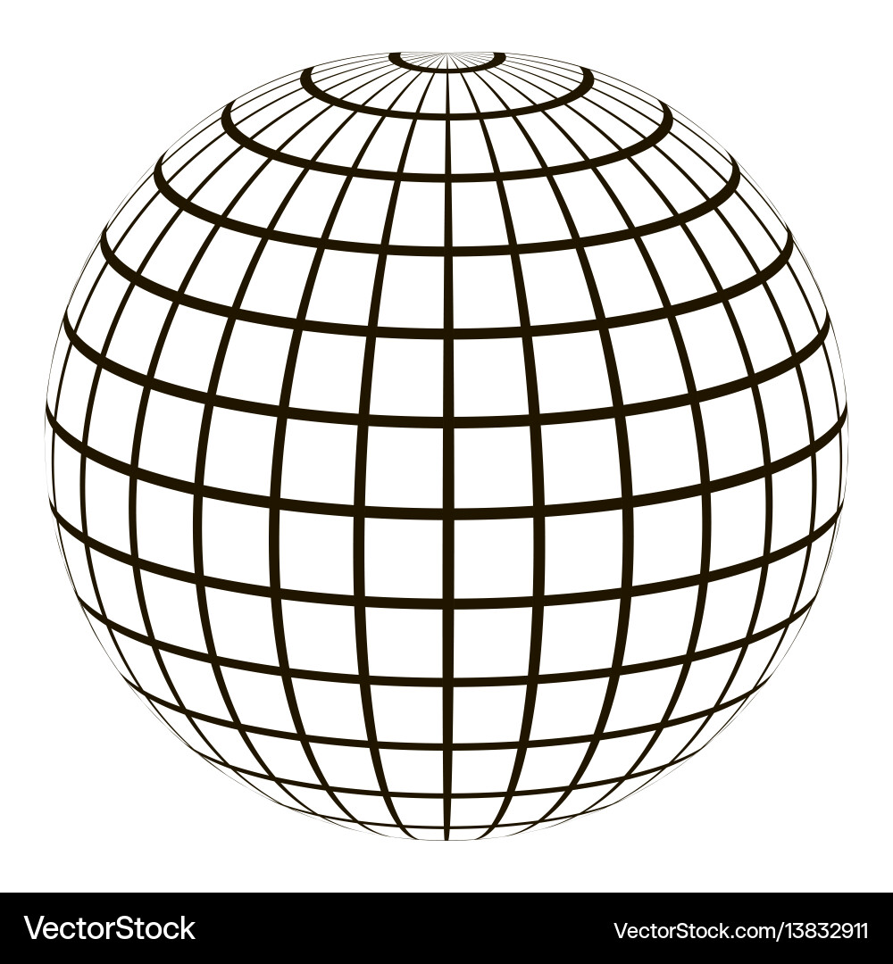 3D Globe with Coordinate Grid vector image