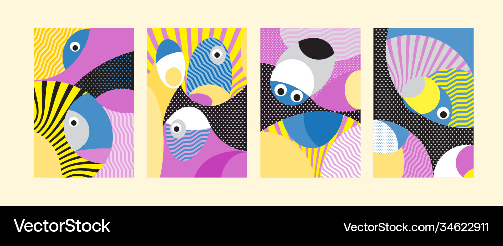 Abstract colorful geometric and curvy pattern Vector Image