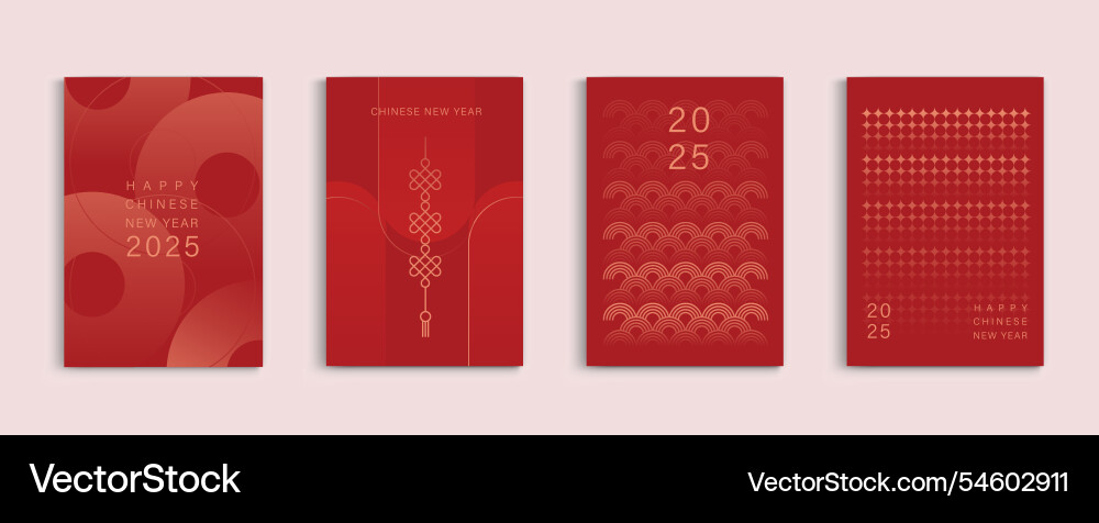 Chinese new year 2025 modern art design set Chinese new year 2025 modern art design set vector image