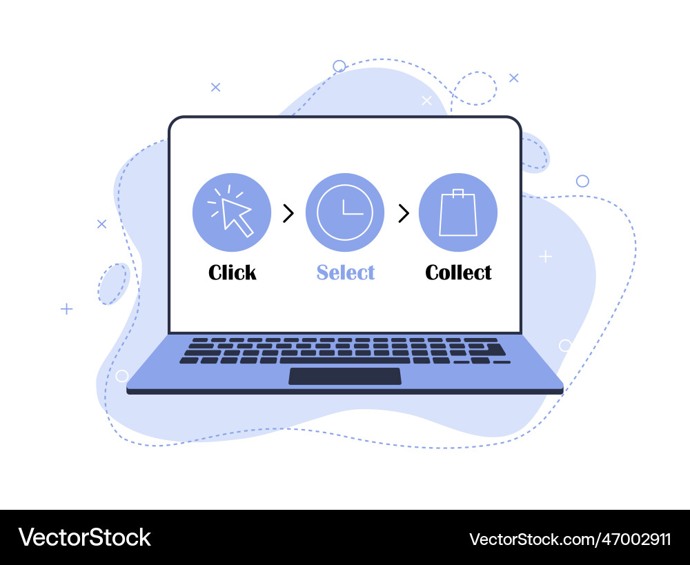 Click and collect your order process of delivery vector image