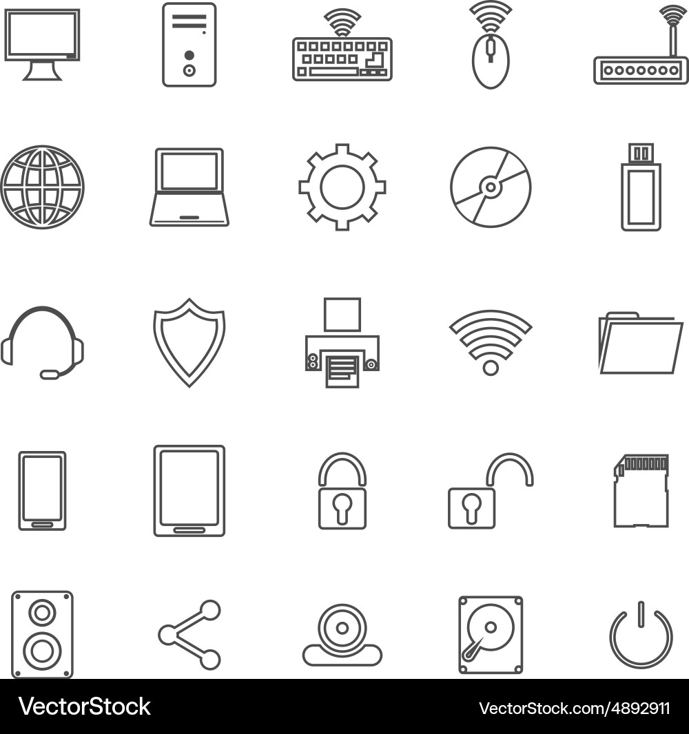 Computer Line Icons Collection Royalty Free Vector Image
