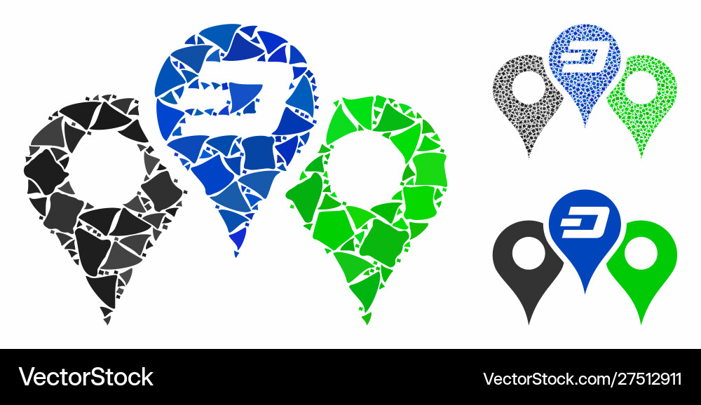 Dashcoin map markers composition icon irregular Vector Image