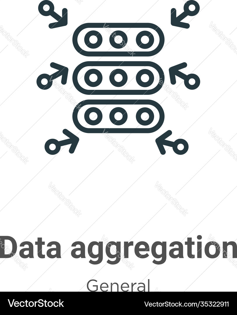 Data aggregation outline icon thin line black vector image