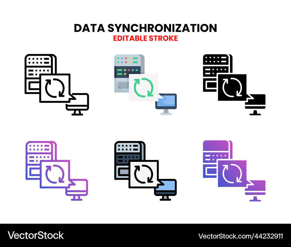 Data synchronization icon set with different style Data synchronization icon set with different style vector image