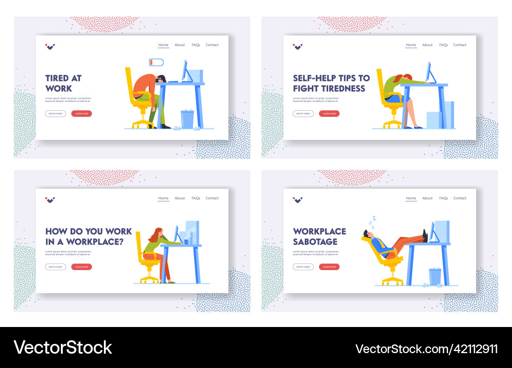 Exhausted workers overload landing page template Exhausted workers overload landing page template vector image