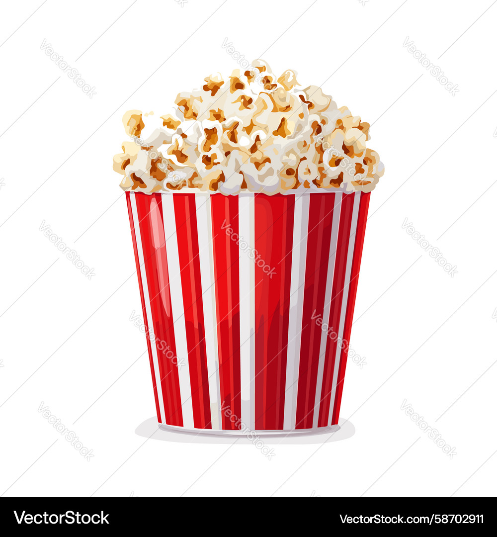 Fresh Popcorn in a Striped Container Vector Image