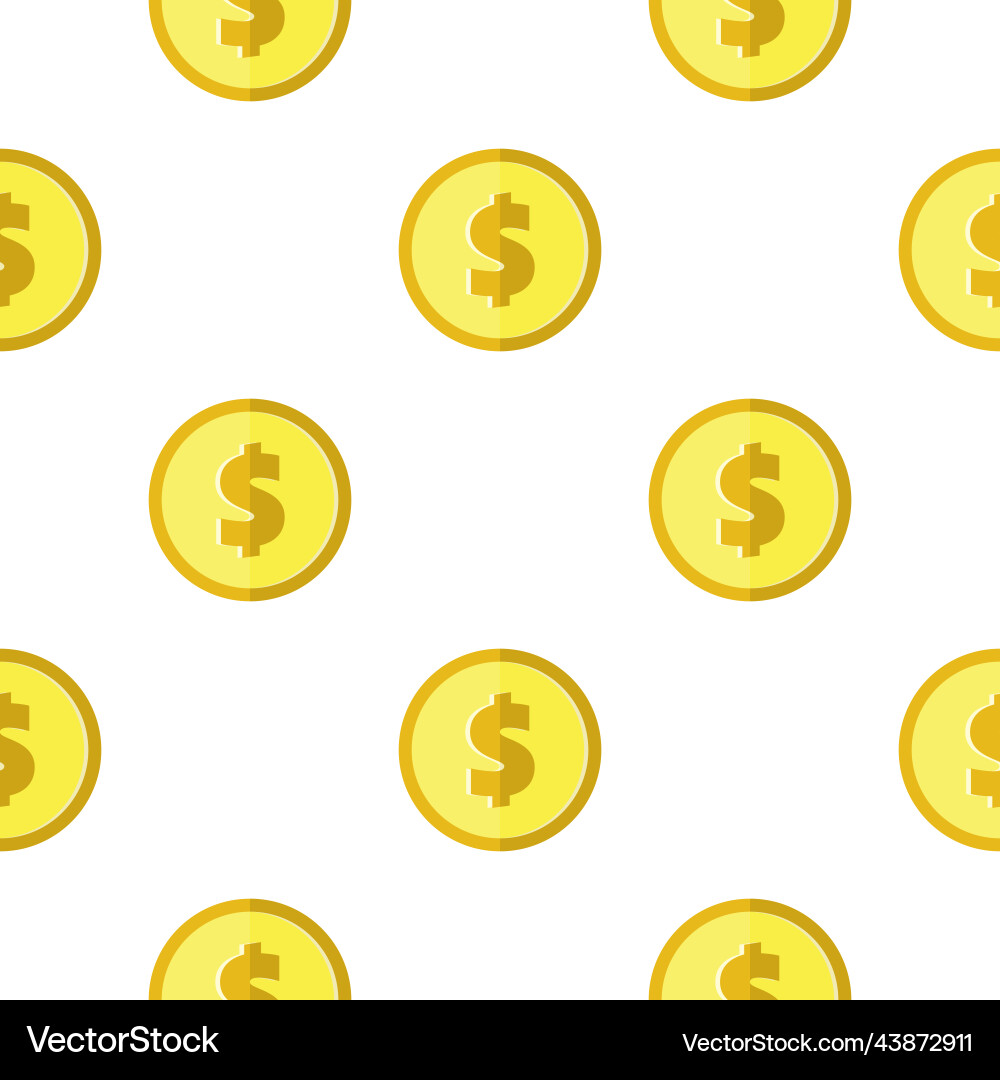Golden Coins with Dollar Pattern vector image