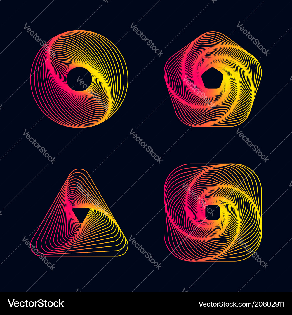 Gradient line spiral designs elements Gradient line spiral designs elements vector image