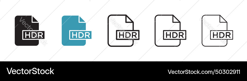 Hdr image file extension icon set document design vector image