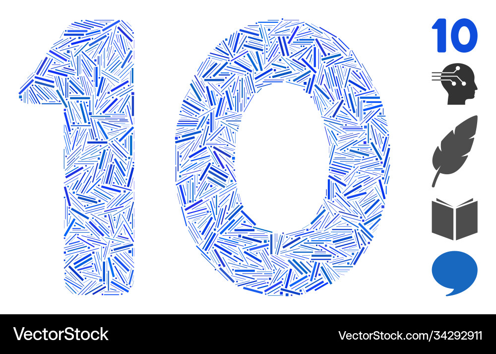 Line mosaic 10 digits text icon vector image