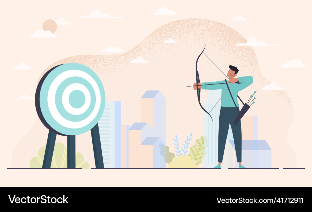 Man with bow archery and target abstract concept Man with bow archery and target abstract concept Vector Image
