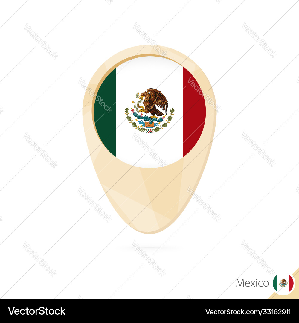 Map pointer with flag mexico orange abstract Map pointer with flag mexico orange abstract vector image