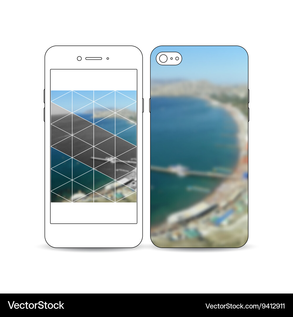 Mobile smartphone with an example of the screen vector image