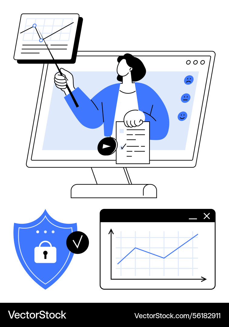 Online learning with data visualization secure Online learning with data visualization secure Vector Image