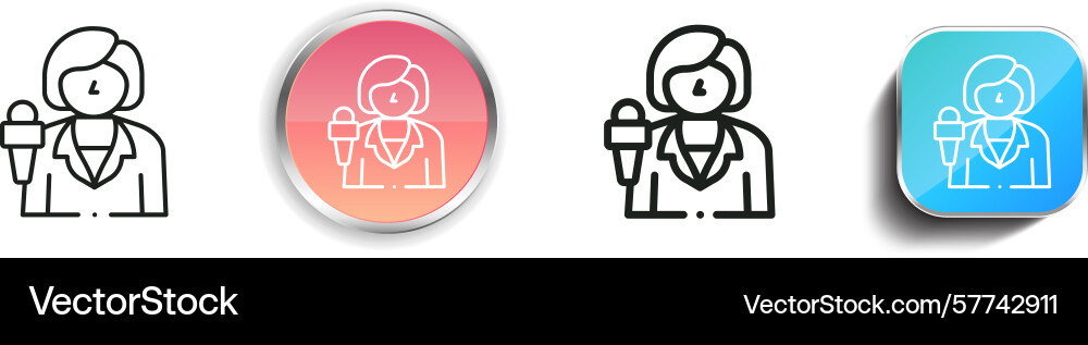 Reporter icon thin linear regular and button Vector Image
