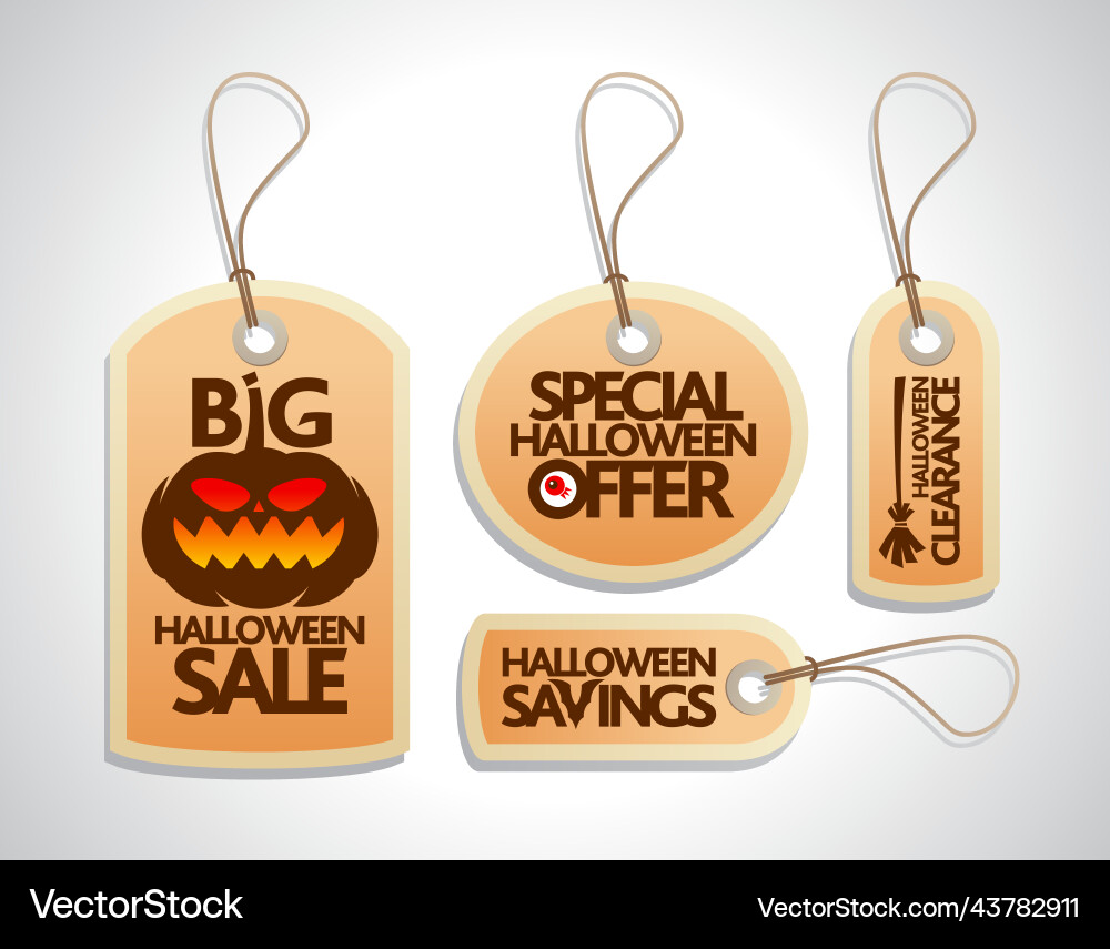 Sale halloween tags set orange Sale halloween tags set orange vektorbild