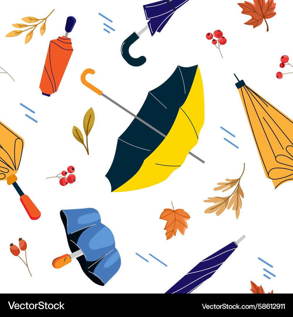 Seamless autumn pattern with colorful umbrellas Vector Image