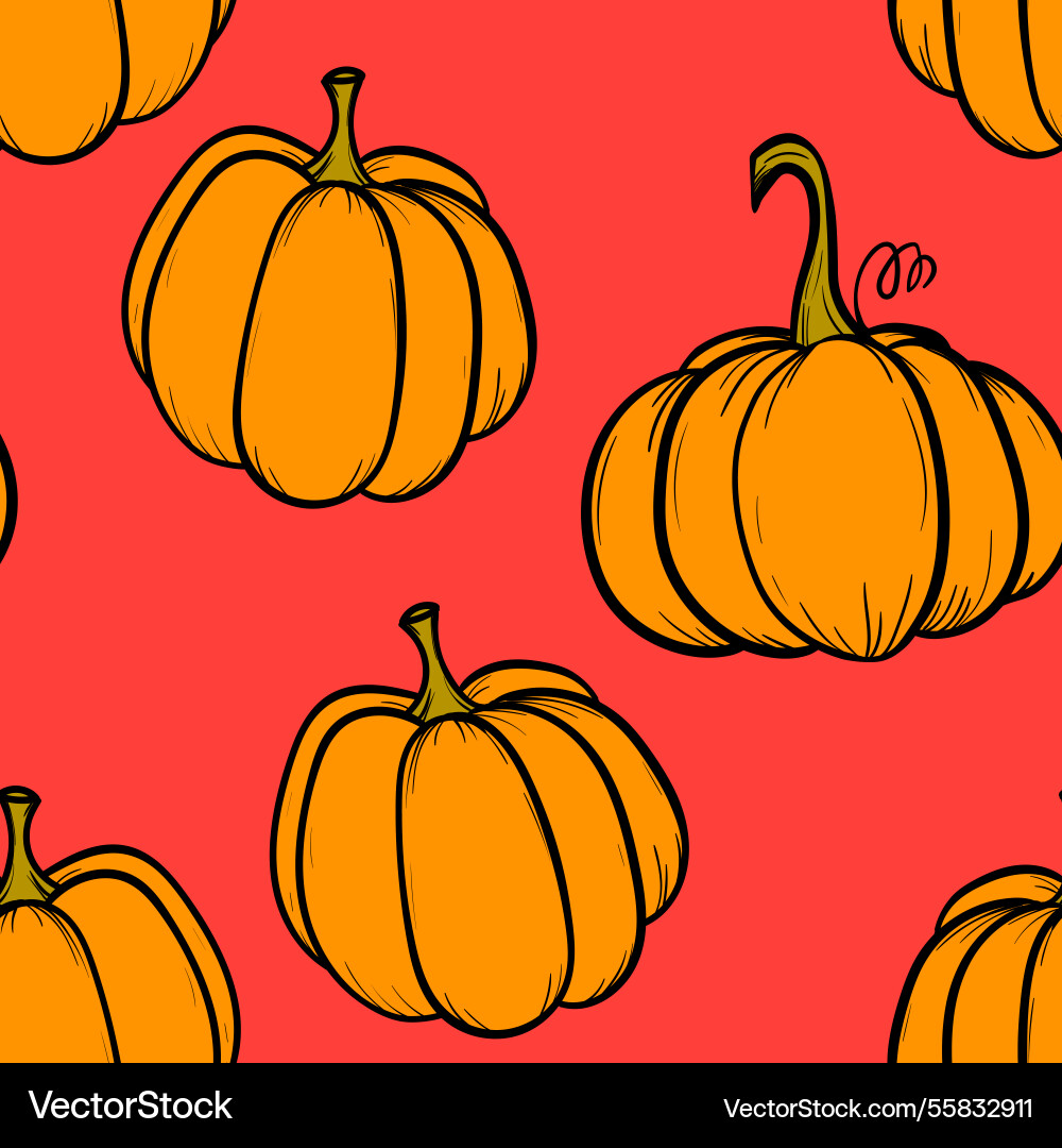 Seamless pattern with pumpkins on color background Seamless pattern with pumpkins on color background vector image