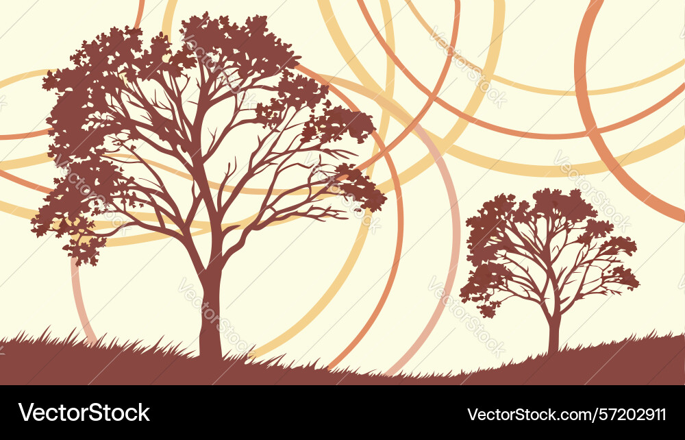Serene landscape with trees and abstract vector image