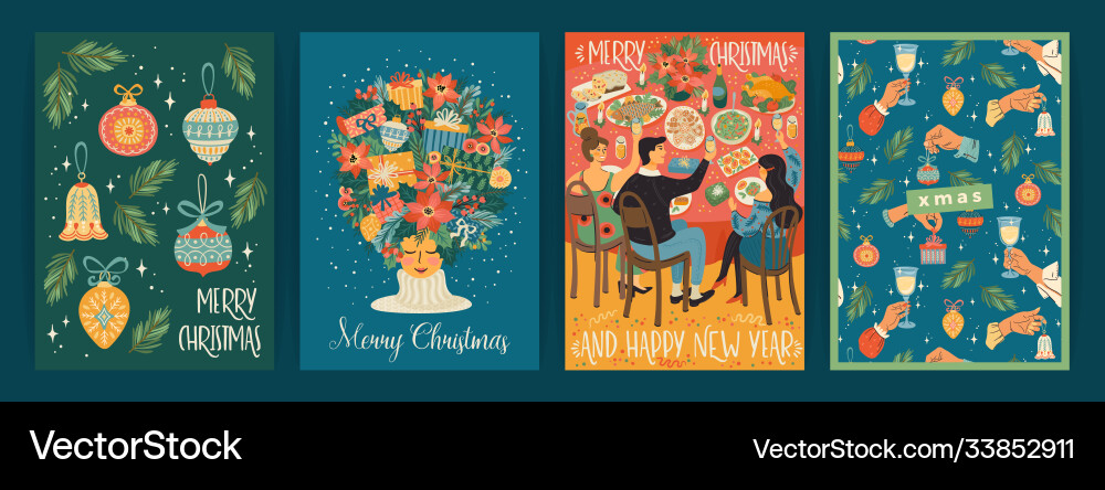 Set christmas and happy new year Set christmas and happy new year vector image