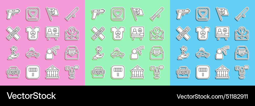Set line freedom of speech mail and e-mail vector image