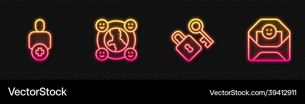 Set line lock with key add to friend Set line lock with key add to friend vector image