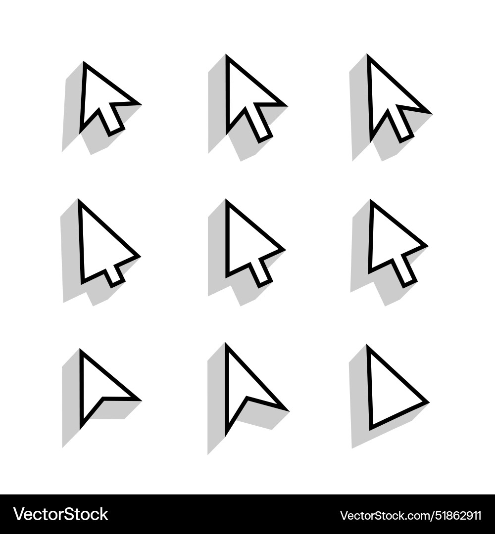 Set of flat mouse cursor arrow element symbol vector image