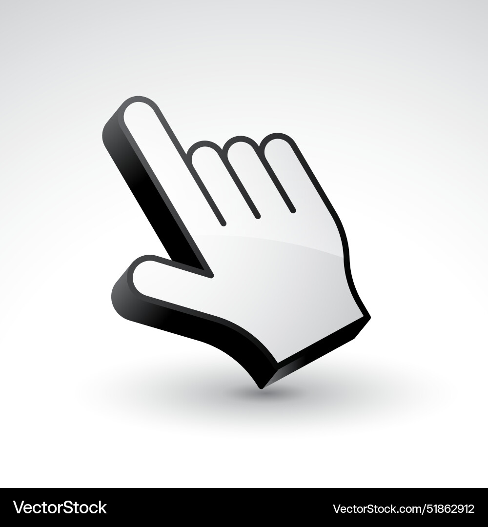 3d style hand finger cursor symbol design vector image