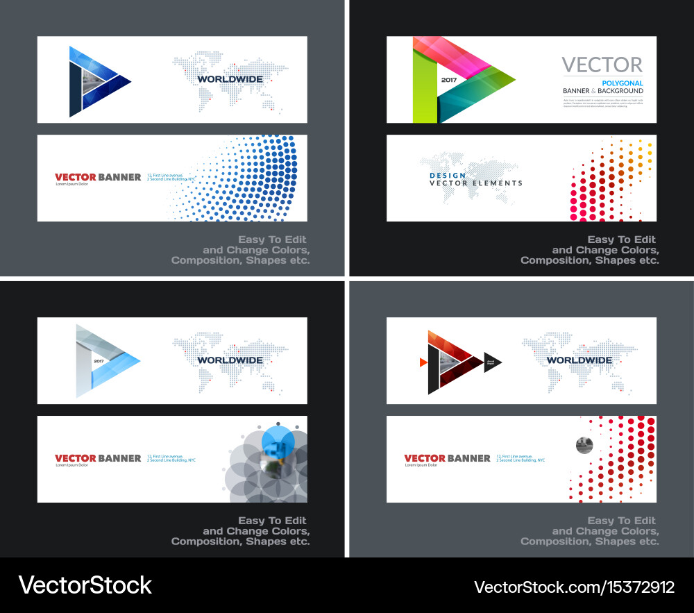 Abstract set of modern horizontal website vector image