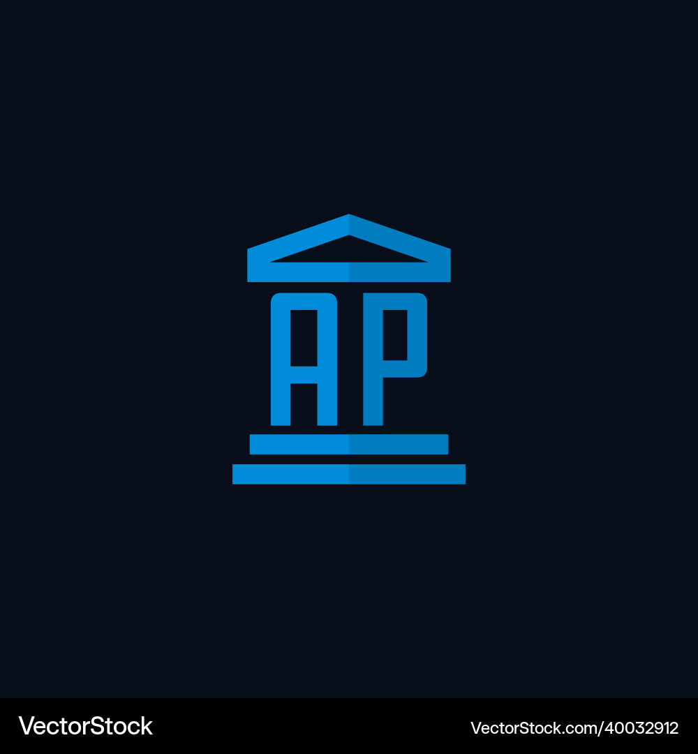 Ap initial logo monogram with simple courthouse Ap initial logo monogram with simple courthouse Vector Image