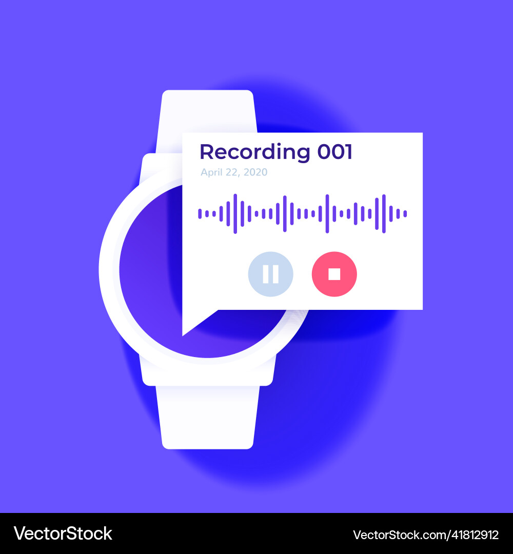 Audio recording in smart watch design vector image