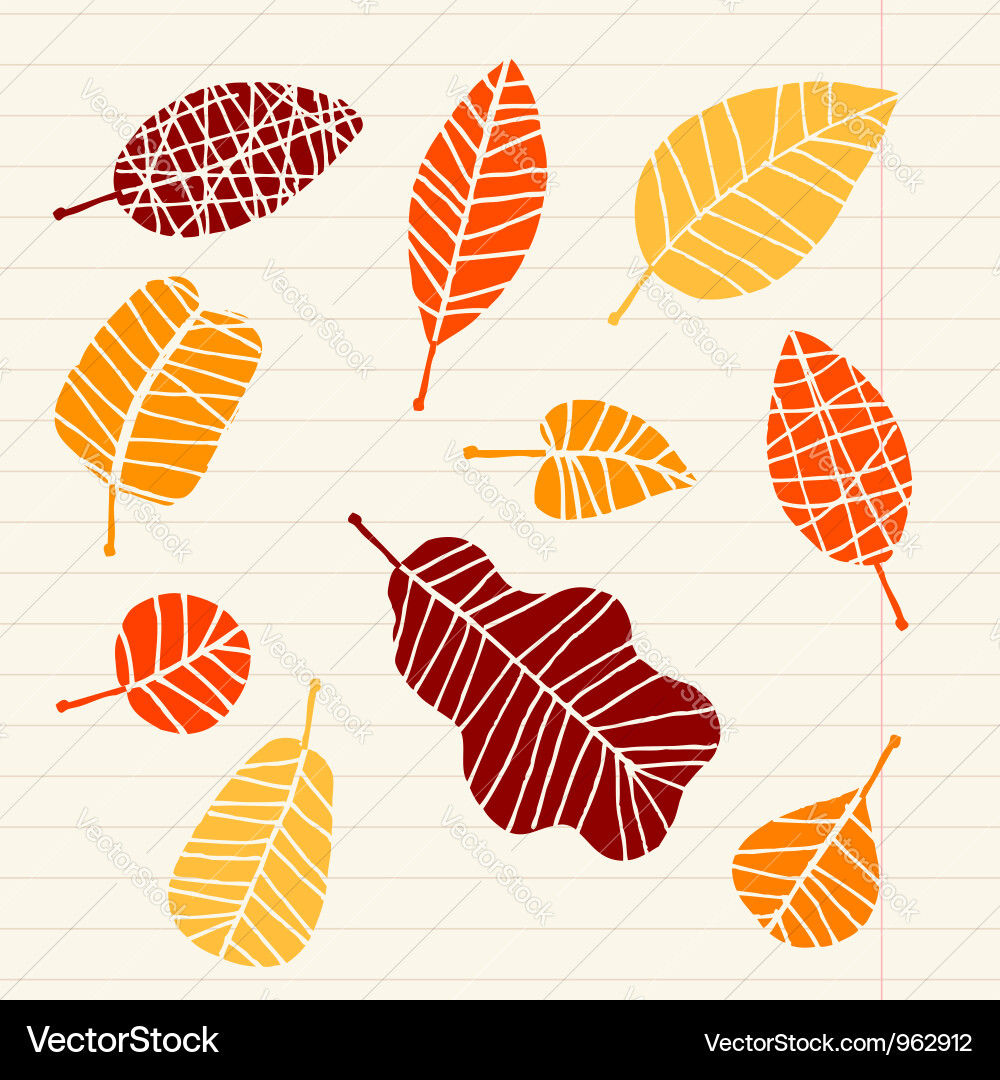 Autumn Leaf Sketch Collection Vector Image